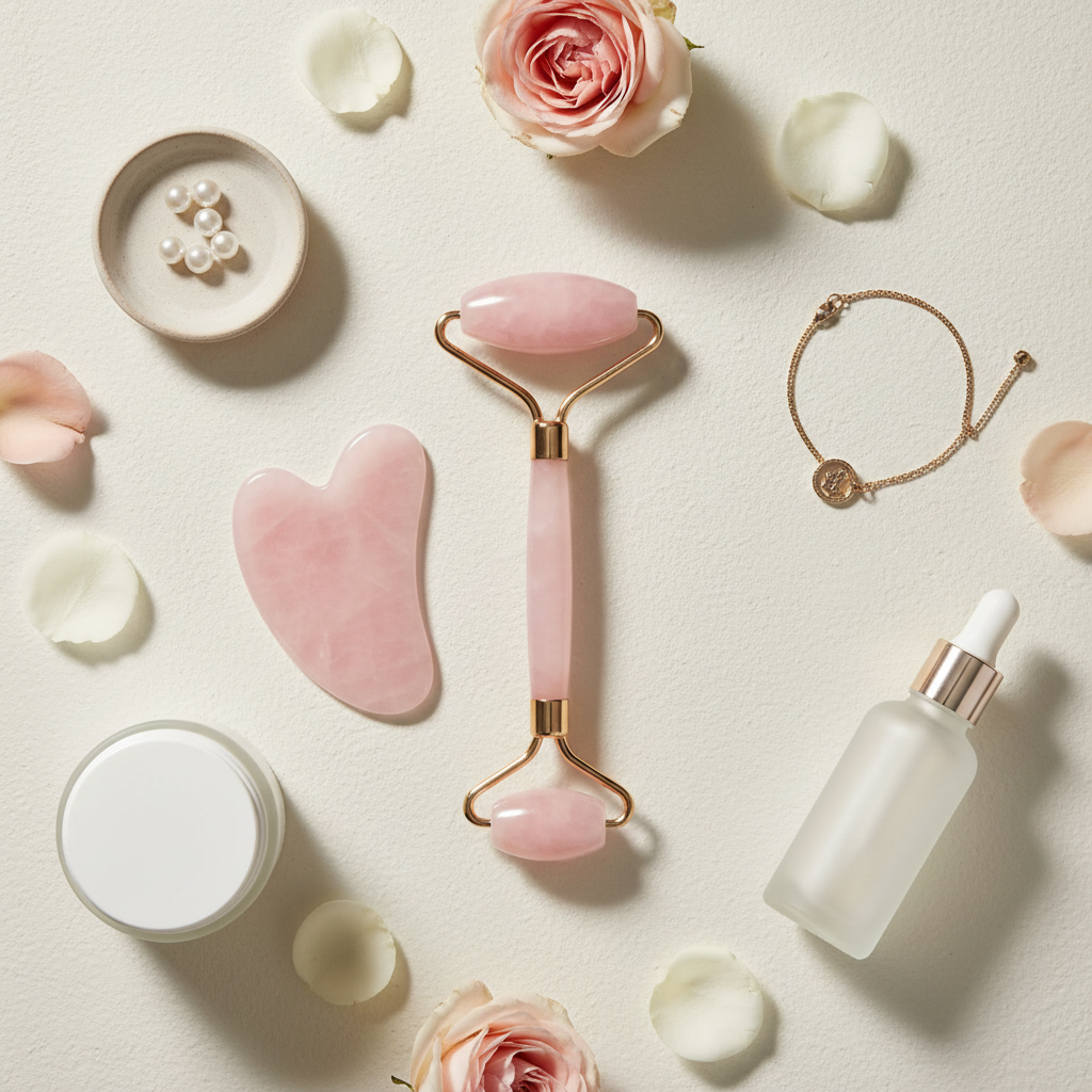 Rose Quartz Facial Roller & Gua Sha Set